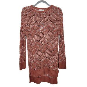 Universal Thread Sz Small Open Knit Sweater Tunic 2 Tone High/Low Clay Color NWT